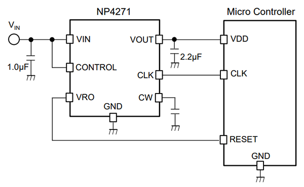 Application Circuit Diagram - Nisshinbo NP4271 Automotive Low Dropout Regulators